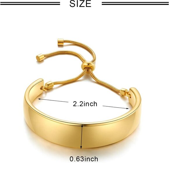 14K Gold Bracelets for Women Adjustable Slider Bracelet Bangle Bracelets for Wom - Picture 6 of 7